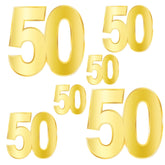 Foil "50" Birthday Cutouts – 6pc | Gold Party Decorations, Assorted Sizes 4.5”-11” for 50th Birthday Celebrations