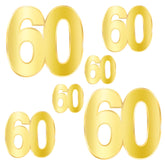Foil "60" Birthday Cutouts – 6pc | Gold Party Decorations, Assorted Sizes 4.5”-11” for 60th Birthday Celebrations