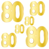 Foil "80" Birthday Cutouts – 6pc | Gold Party Decorations, Assorted Sizes 4.5”-11” for 80th Birthday Celebrations