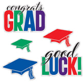 Multicolor Congrats Grad plastic cutouts for indoor and outdoor graduation decorations available in Manahawkin, NJ