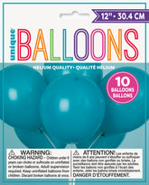 12" Latex Balloons 10ct - Teal