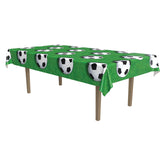 Soccer themed plastic table cover 54 x 108 green field design with soccer balls in Manahawkin, NJ