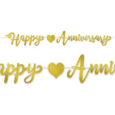 Foil Happy Anniversary Streamer, Size: 7½" x 6’, Gold; foil 2 sides; assembly required