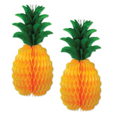 12” Tissue Honeycomb Pineapple Decorations – 2-Pack Hanging Party Decor for Luau, Summer, Hawaiian Themes