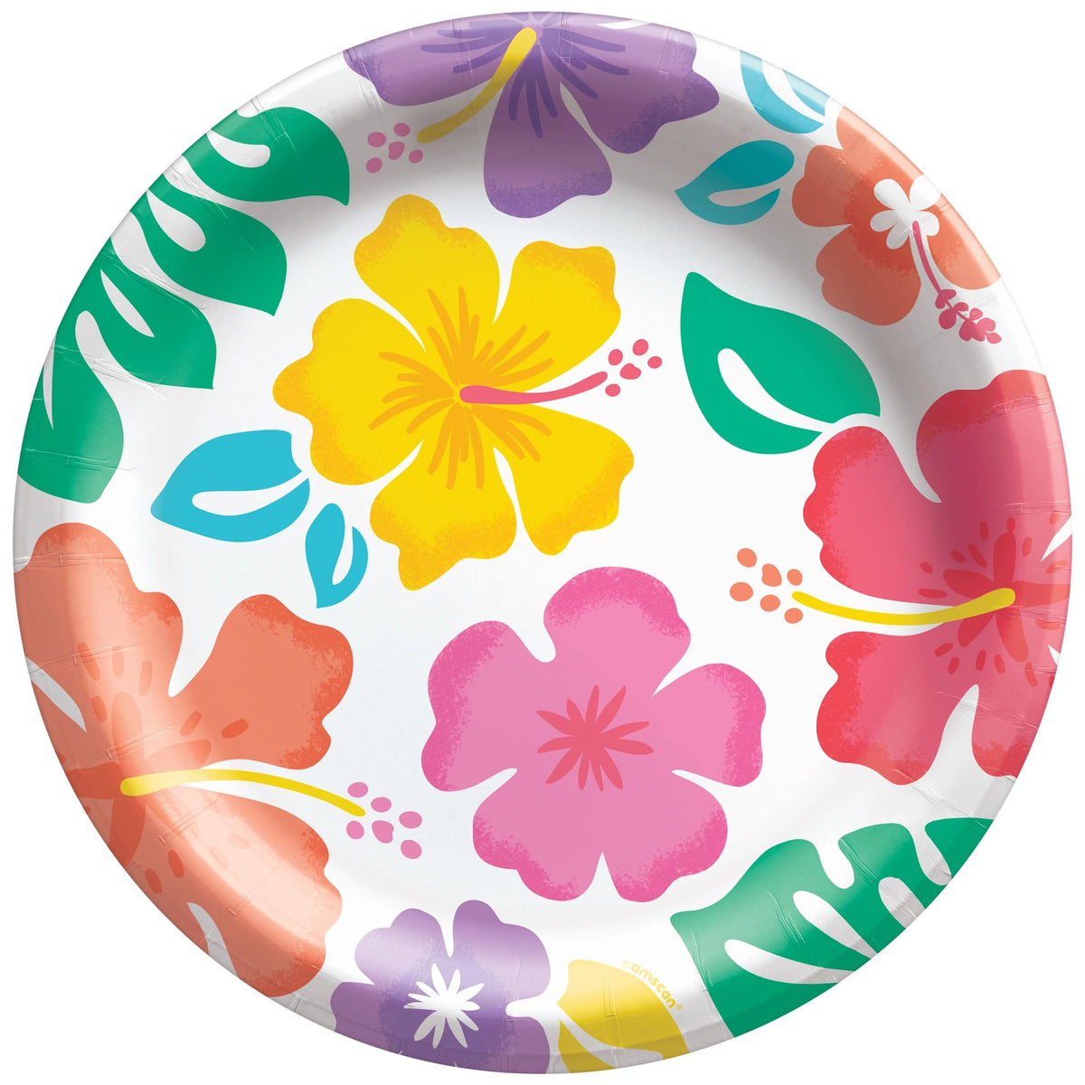 Summer Hibiscus Round 9" Paper Plates, 8 count