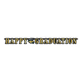 Happy Graduation black and gold 5 inch by 5 foot banner decoration for graduation parties available in Manahawkin NJ