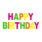 Neon Happy Birthday Letter Banner 8.5" x 7.5'