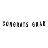 Black “Congrats Grad” Banner 6¾" x 5’ for graduation party decorations in Manahawkin NJ