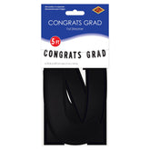 Black “Congrats Grad” Banner 6¾" x 5’ shown in retail packaging for graduation party décor