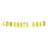 Gold Foil “Congrats Grad” Banner 6¾" x 5’ for graduation party decorations in Manahawkin NJ