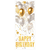 Happy Birthday door cover decoration with gold silver balloons and confetti 6 ft by 30 inch party banner Manahawkin NJ