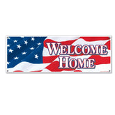 Welcome Home sign banner 5' x 21" with bold lettering for indoor or outdoor use
