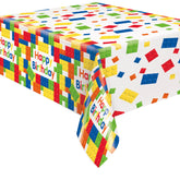 Building Blocks Birthday Rectangular Plastic Table Cover 54" x 84"