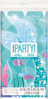 Mermaid Rectangular Plastic Table Cover 54 x 84"