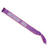 Birthday Girl Satin Sash – Purple with Pink Print, 33" x 4" | Party Accessory for Kids, Teens & Adults