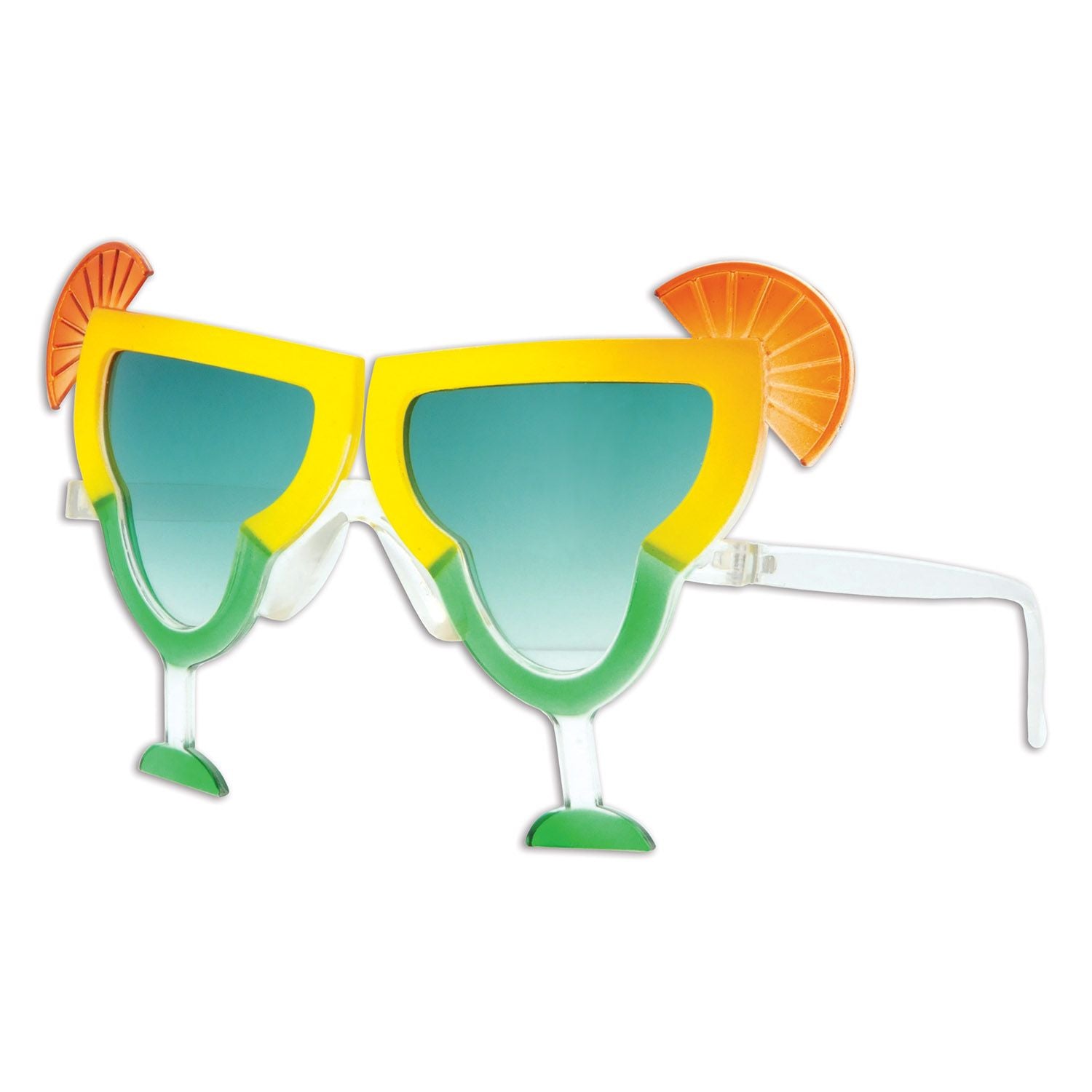 Close-up of margarita themed novelty glasses showing playful design