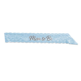 Mom To Be Blue Lace Sash – 28½" x 4" Baby Shower Accessory for Expecting Moms