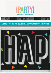 Black “Happy Retirement” Banner – Elegant Retirement Party Decoration (12ft)