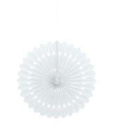 White Solid 16 Tissue Paper Fan"