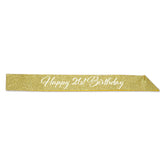 Happy "21st" Birthday Gold Glittered 32½" x 3½" Sash