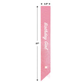 Birthday Girl Pink Glitter Sash – 27" x 3½" Party Accessory for Women & Teens