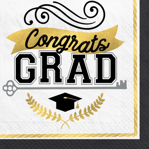 Graduation Achievement Is Key " Congrats Grad" Beverage Napkins