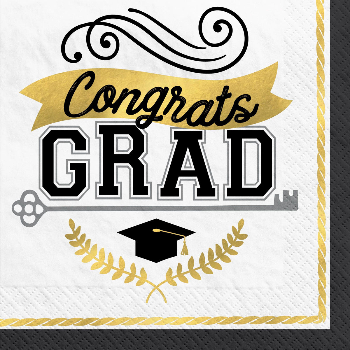 Graduation Achievement Is Key " Congrats Grad" Luncheon Napkins