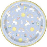 Dainty Unicorn Foil Stamped 9” Round Dinner Plates (8ct) – Elegant Kids’ Birthday Party Plates