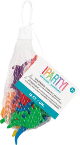 Assorted Color Plastic Dinosaur Favors Net Bag 12ct
