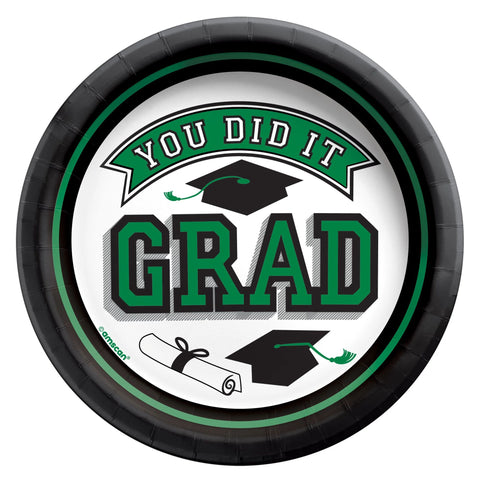 Graduation True To Your School Colors Green 7" Paper Plates