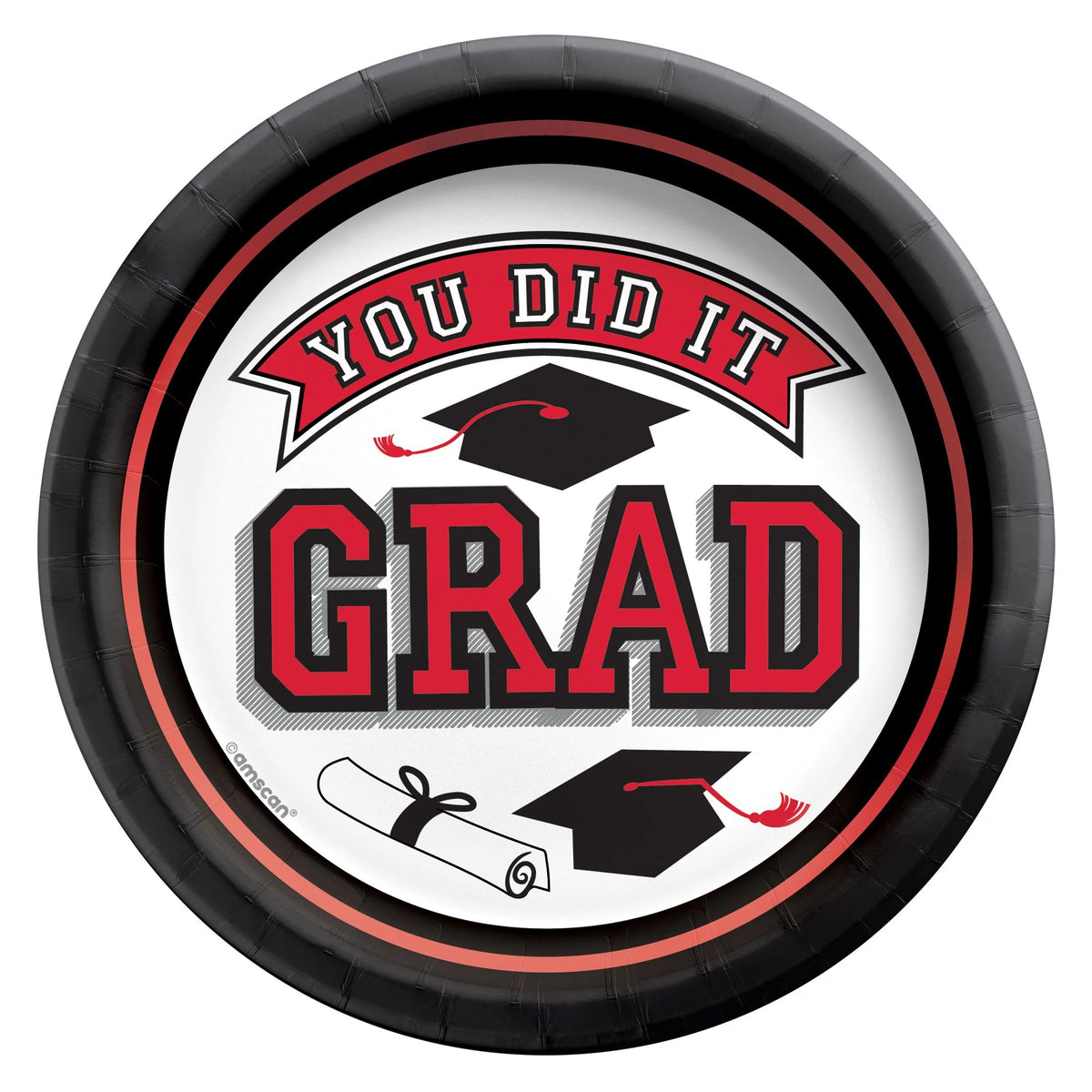 Graduation True To Your School Colors Red  7" Paper Plates