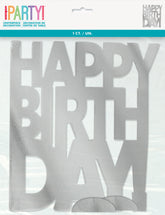 Silver “Happy Birthday” Centerpiece Decoration – Metallic Birthday Table Centerpiece
