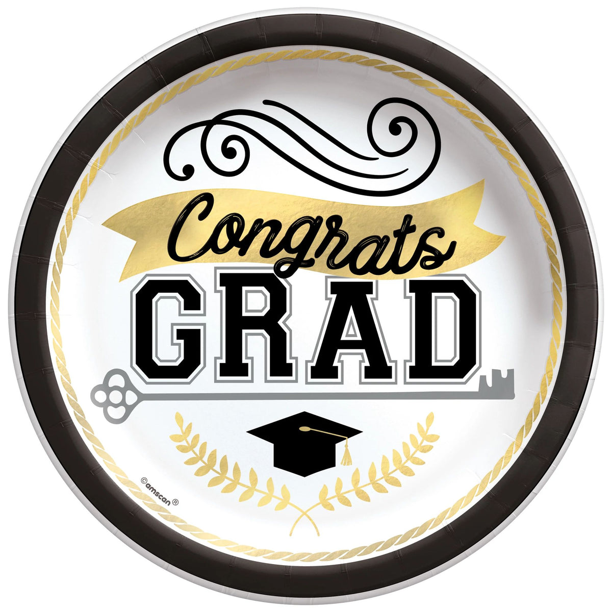 Graduation Achievement Is Key 8 1/2" Round Paper Plates
