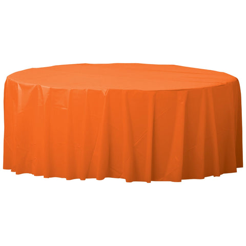 Orange 84" Round Plastic Table Cover