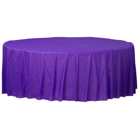 Purple  84" Round Plastic Table Cover