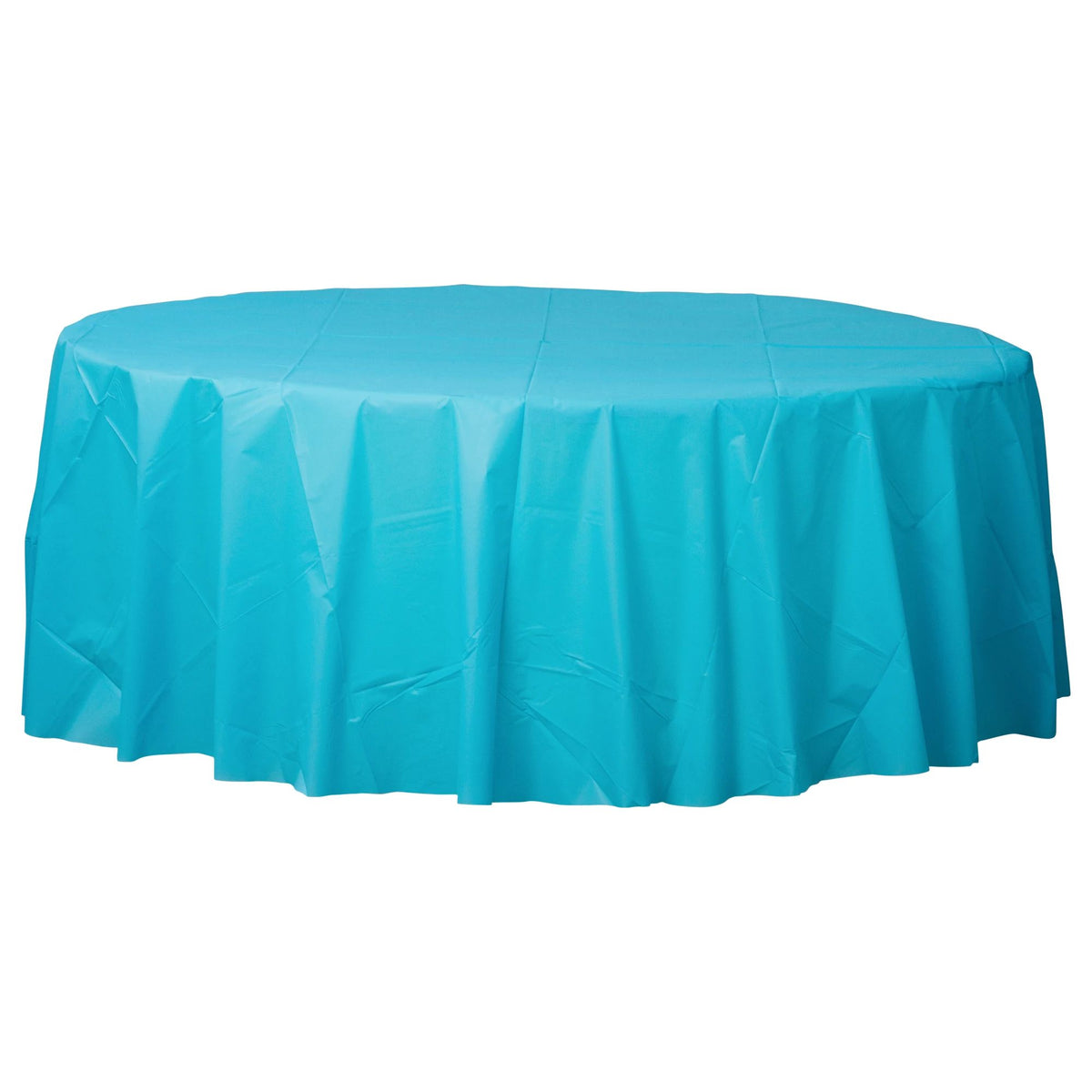Caribbean Blue 84" Round Plastic Table Cover