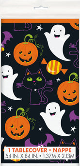 Cat & Pumpkin Halloween Plastic Table Cover – 54" x 84" | Rectangular Disposable Tablecloth for Fall & Spooky Party Decor