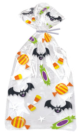 Cat & Pumpkin Cellophane Bags – 20ct | 5" x 11" Halloween Treat Bags for Candy, Favors & Party Supplies