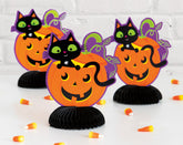 Cat & Pumpkin 6" Mini Honeycomb Decorations 3ct