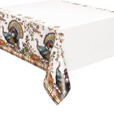 Plaid Turkey Rectangular Plastic Table Cover 54" x 84" | Thanksgiving Disposable Tablecloth for Fall Parties & Dinner Decor