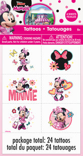 Disney Minnie Mouse Party Favor Tattoos (24ct) – Fun Kids’ Birthday Temporary Tattoos for Disney-Themed Parties