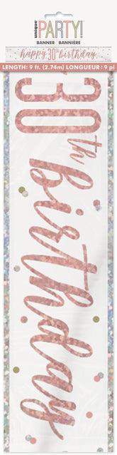 Happy 30th Birthday Banner – 9ft Rose Gold Foil Glitz Party Decoration