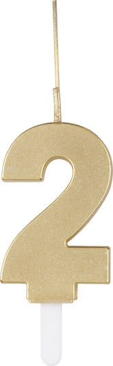Sparkler to Candle Duo Gold Number 2 Sparkler-Topped Birthday Candle