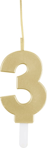 Sparkler to Candle Duo Gold Number 3 Sparkler-Topped Birthday Candle