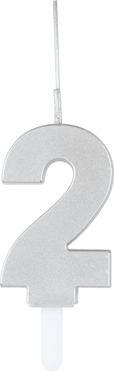 Sparkler to Candle Duo Silver Number 2 Sparkler-Topped Birthday Candle