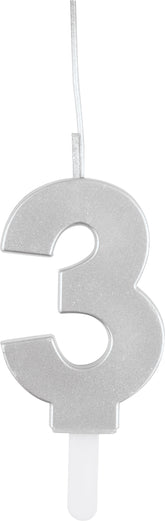Sparkler to Candle Duo Silver Number 3 Sparkler-Topped Birthday Candle