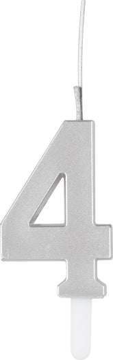 Sparkler to Candle Duo Silver Number 4 Sparkler-Topped Birthday Candle