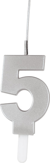 Sparkler to Candle Duo Silver Number 5 Sparkler-Topped Birthday Candle