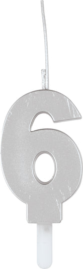 Sparkler to Candle Duo Silver Number 6 Sparkler-Topped Birthday Candle