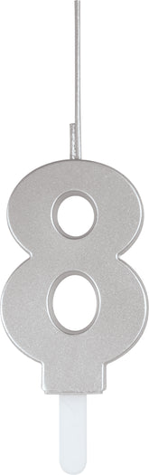 Sparkler to Candle Duo Silver Number 8 Sparkler-Topped Birthday Candle